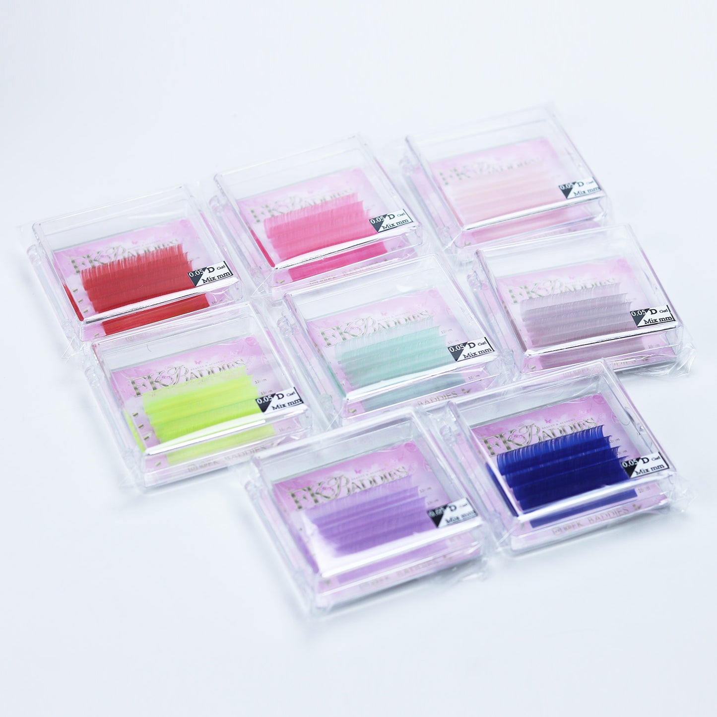 Coloured Lashes 5 rows 12-16mm 0.05 D curl