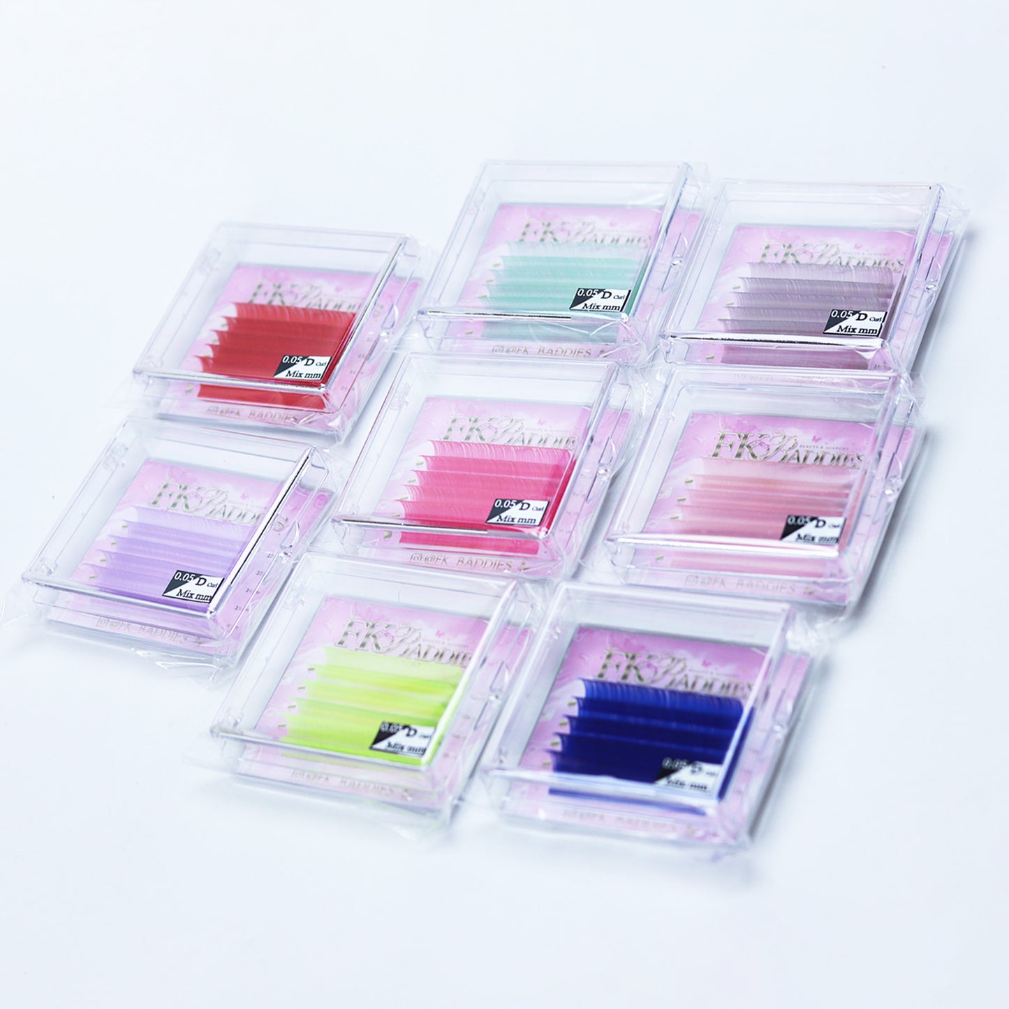 Coloured Lashes 5 rows 12-16mm 0.05 D curl